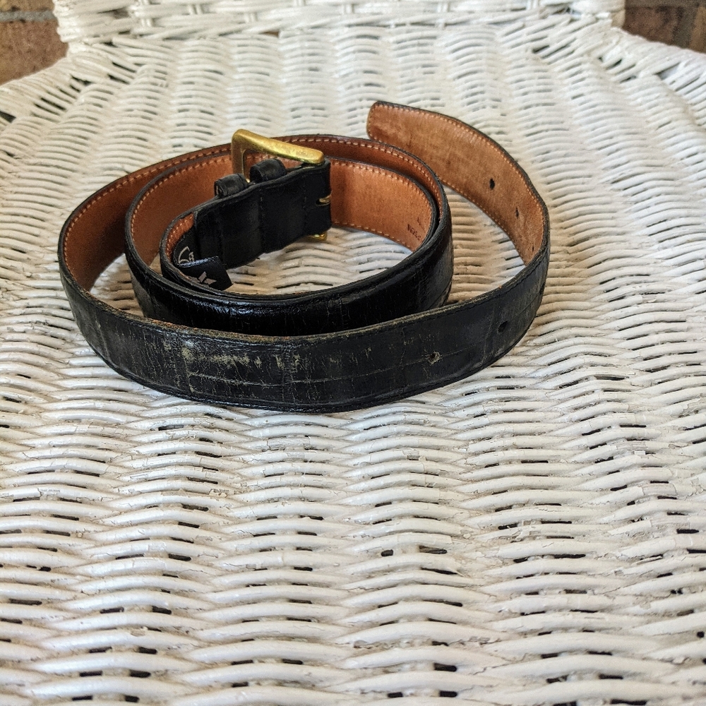 Brighton Embossed Calfskin Leather Belt